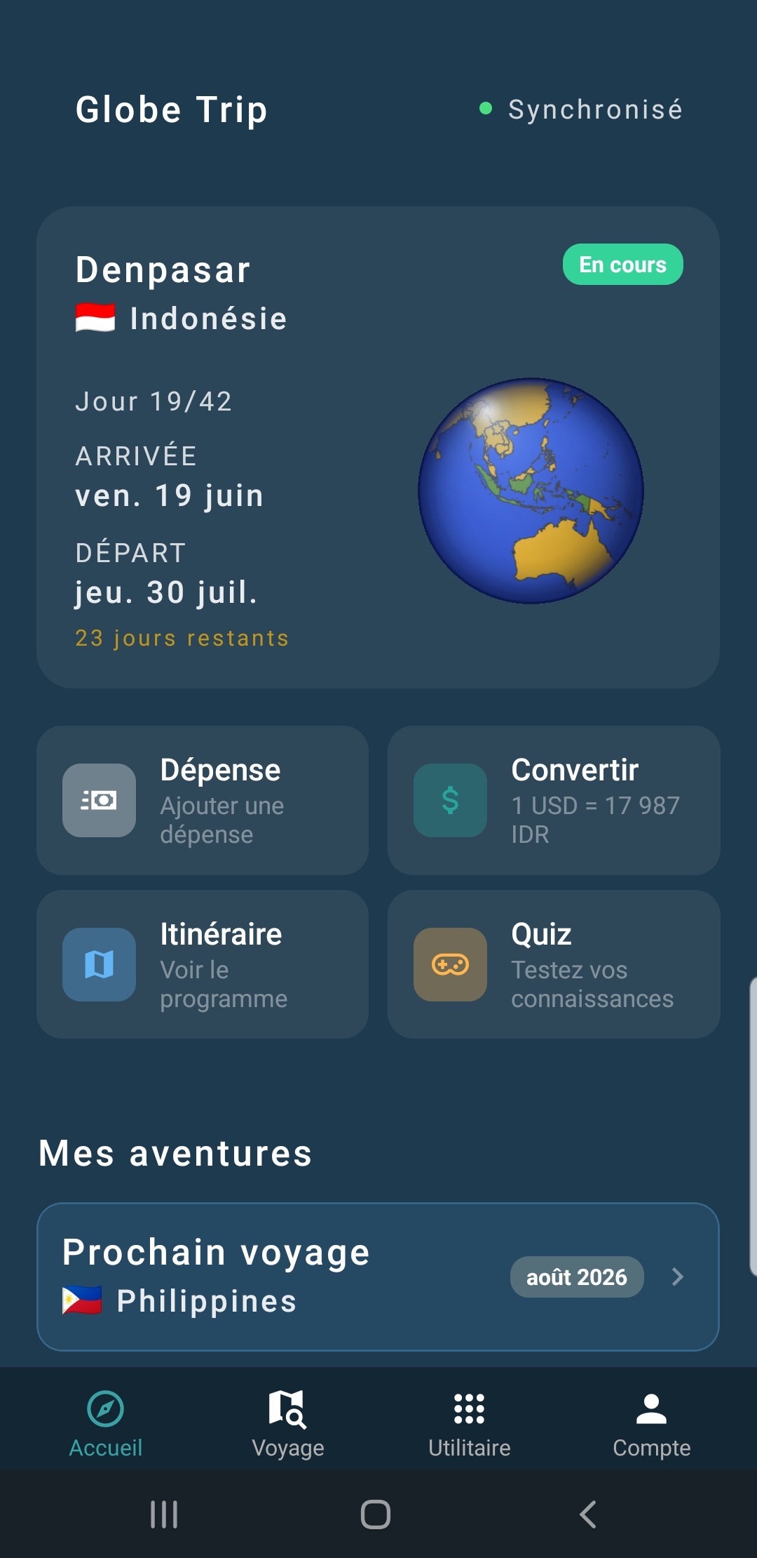 Globe Trip – Accueil